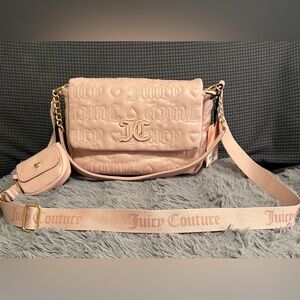 Juicy Couture Pink League Large Flap Crossbody Bag Dusty Blush